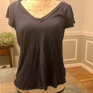 Anthro Maeve V neck t shirt Medium Navy Blue